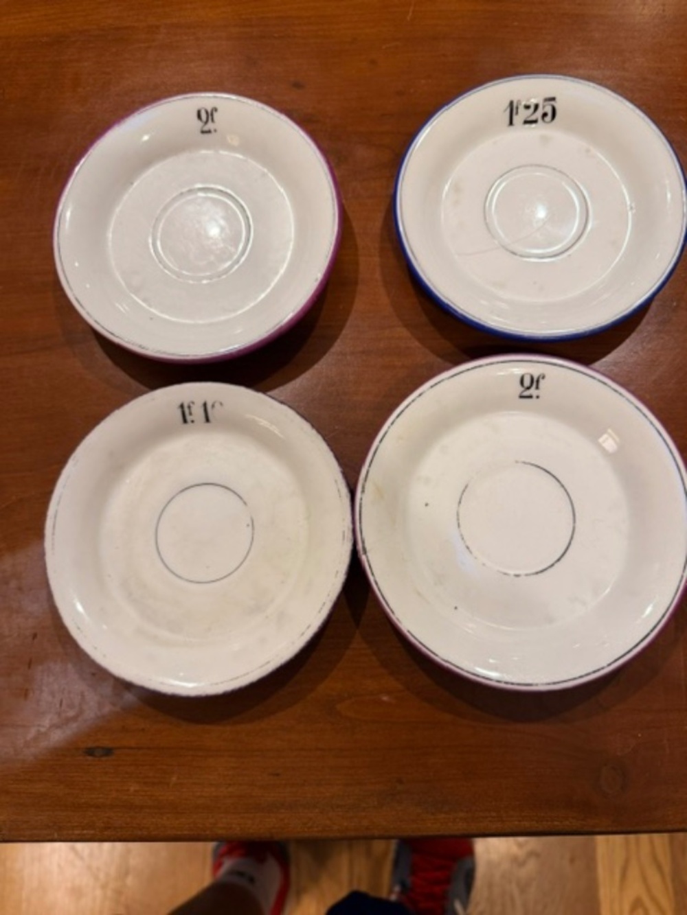 4 VINTAGE French Cafe Plates